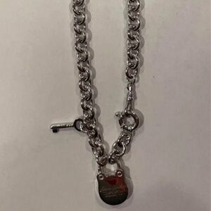 Sterling Silver 925 Vintage Brooks Brother New York lock and key necklace